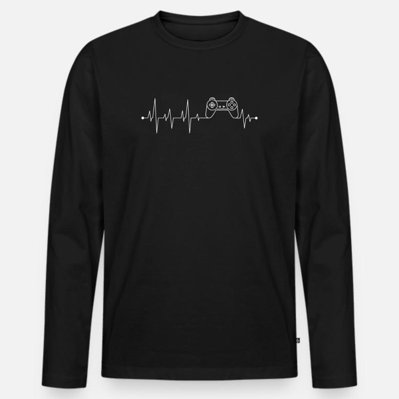 Gaming-Herzschlag-Controller - Männer Premium Bio Langarmshirt - Schwarz