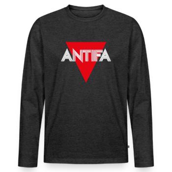 ANTIFA - Men's Premium Organic Long Sleeve Shirt - heather anthracite - Front - Nico (187cm)