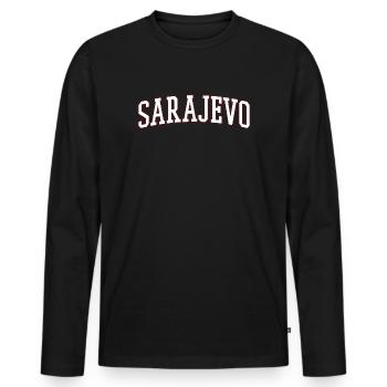Sarajevo Bold Lettering - Men's Premium Organic Long Sleeve Shirt - black - Front - Nico (187cm)