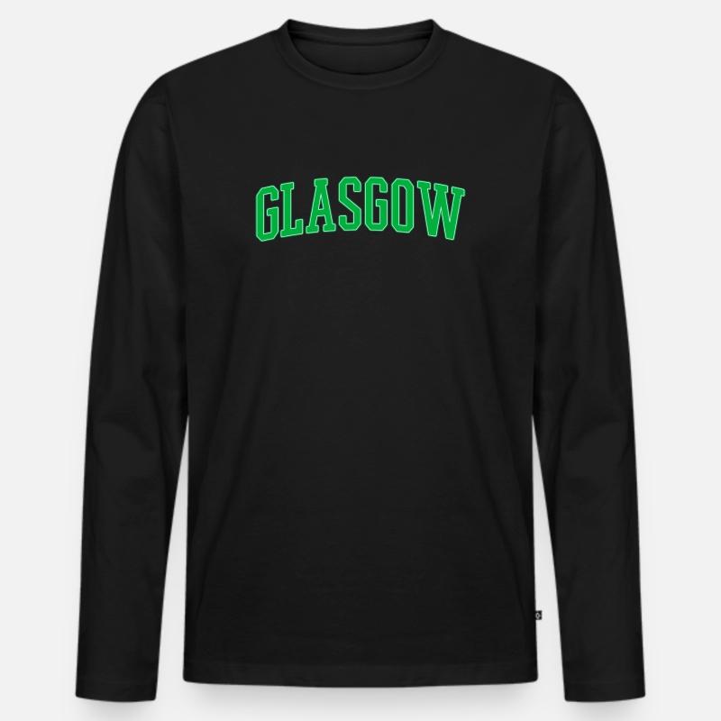 Glasgow College Stil Grüner Blockschrift - Männer Premium Bio Langarmshirt - Schwarz