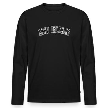 New Orleans Shirt - Men's Premium Organic Long Sleeve Shirt - black - Front - Nico (187cm)