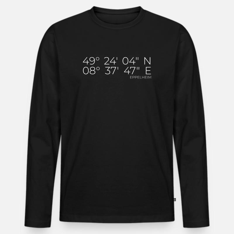 Koordinaten Eppelheim - Männer Premium Bio Langarmshirt - Schwarz