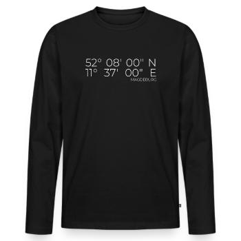 Coordinates Magdeburg - Men's Premium Organic Long Sleeve Shirt - black - Front - Nico (187cm)