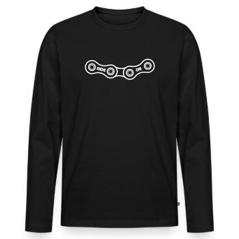 Ride On Fahrradkette Radsport Minimal - Männer Premium Bio Langarmshirt - Schwarz - Vorne - Nico (187cm)