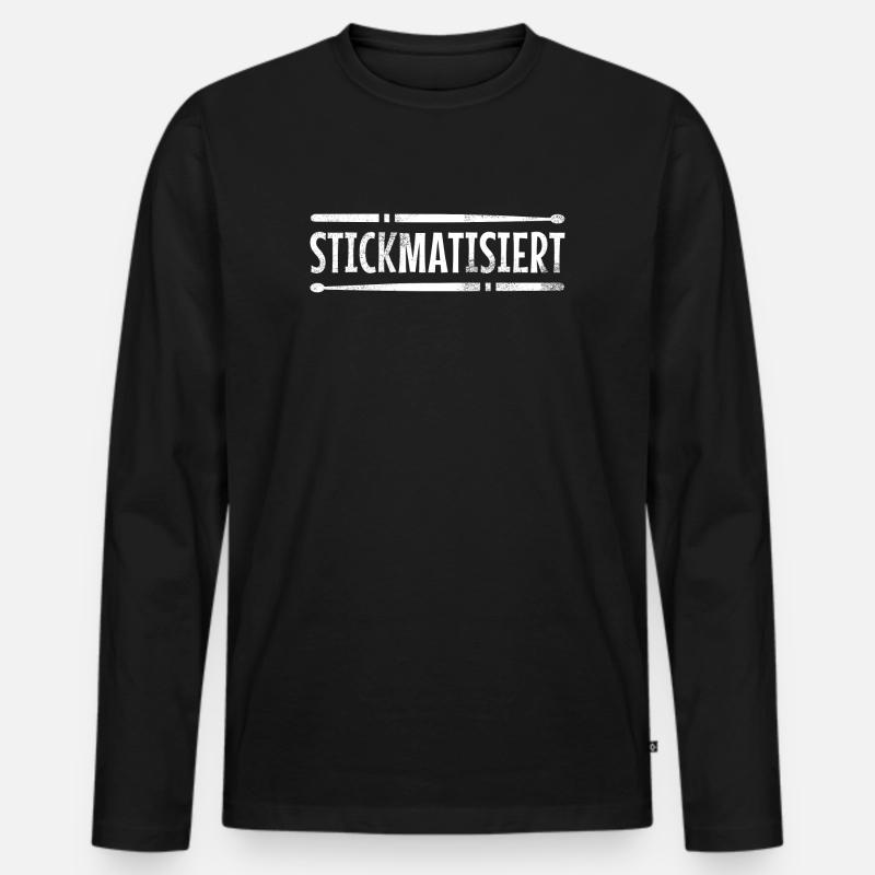 stickmatisiert - drummer (weiß) - Männer Premium Bio Langarmshirt - Schwarz