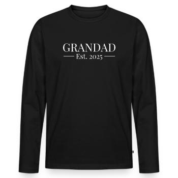 Grandad Established 2025 - Men's Premium Organic Long Sleeve Shirt - black - Front - Nico (187cm)