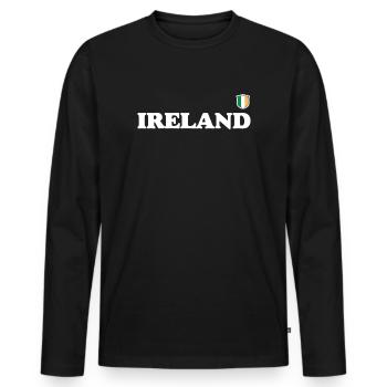 Bold Ireland Wordmark with Shield Crest - Men's Premium Organic Long Sleeve Shirt - black - Front - Nico (187cm)