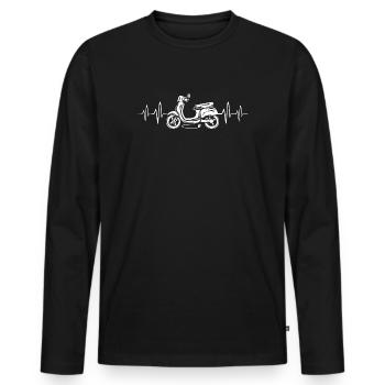 E Scooter with Heartbeat - Scooter Driver Passion - Men's Premium Organic Long Sleeve Shirt - black - Front - Nico (187cm)