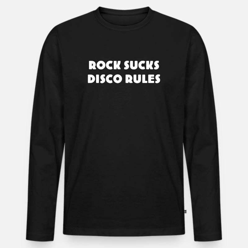 ROCK-SUCKS-DISCO-REGELN - Retro Rock vs. Disco - Männer Premium Bio Langarmshirt - Schwarz