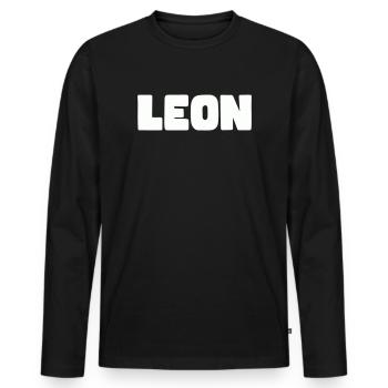 Leon Name - Männer Premium Bio Langarmshirt - Schwarz - Vorne - Nico (187cm)