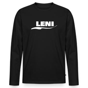 Vorname Leni - Männer Premium Bio Langarmshirt - Schwarz - Vorne - Nico (187cm)