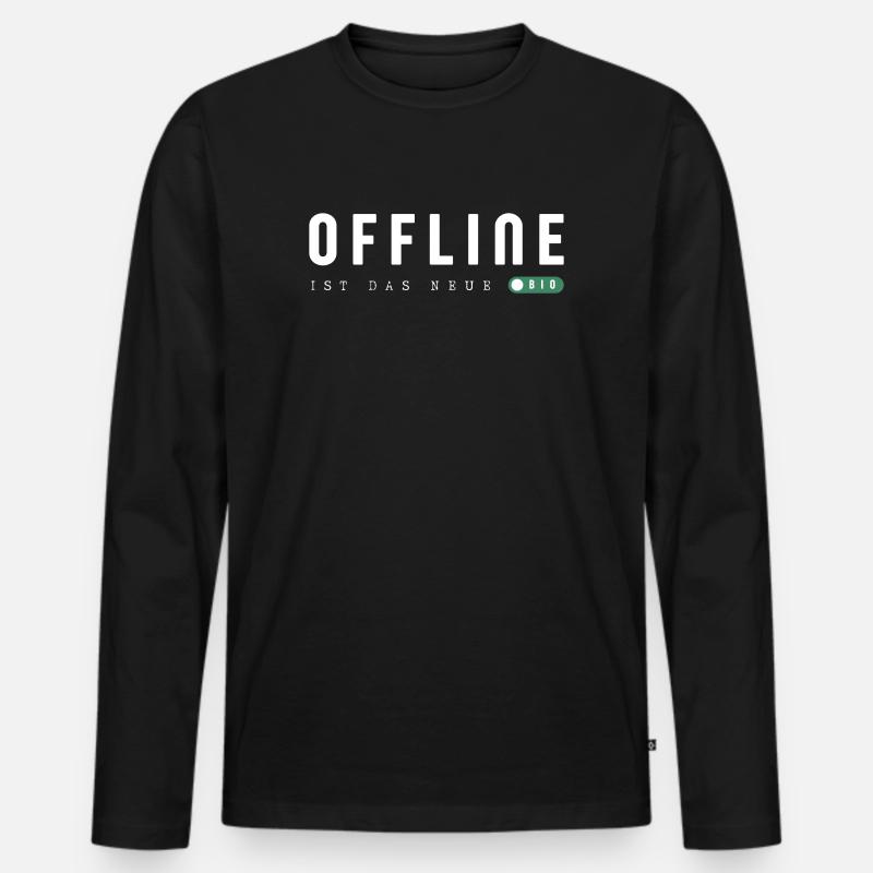 Offline ist das neue Bio - Männer Premium Bio Langarmshirt - Schwarz