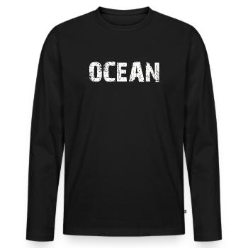 Océan - T-shirt manches longues Premium bio Homme - noir - Devant - Nico (187cm)