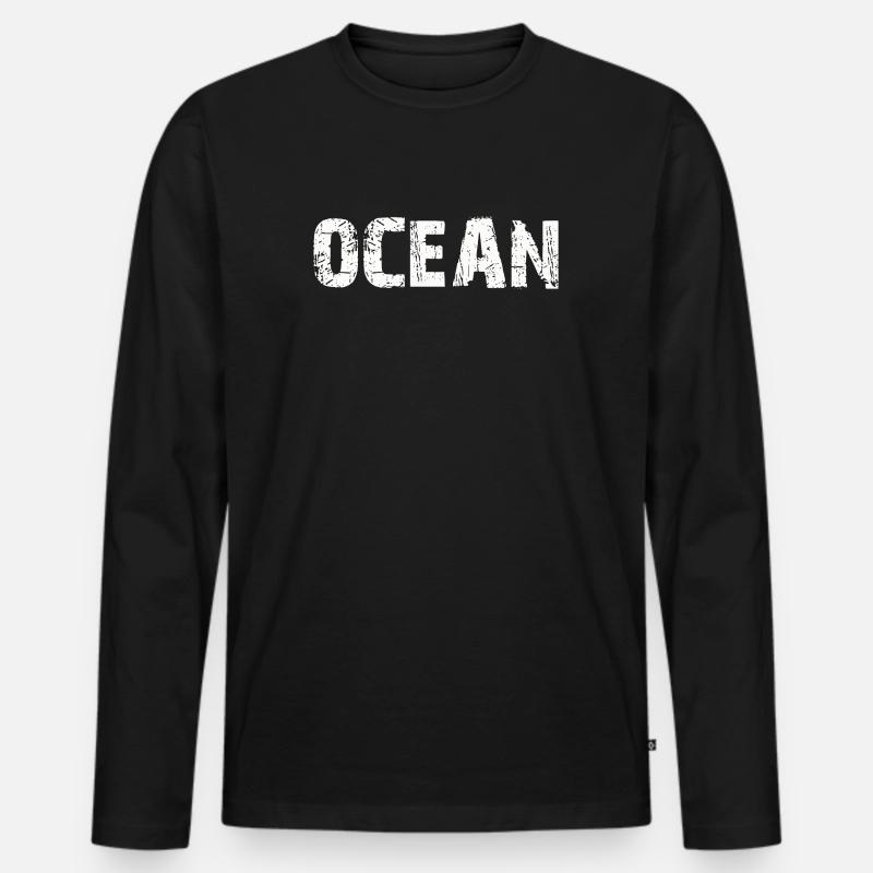 OCEAN - Männer Premium Bio Langarmshirt - Schwarz