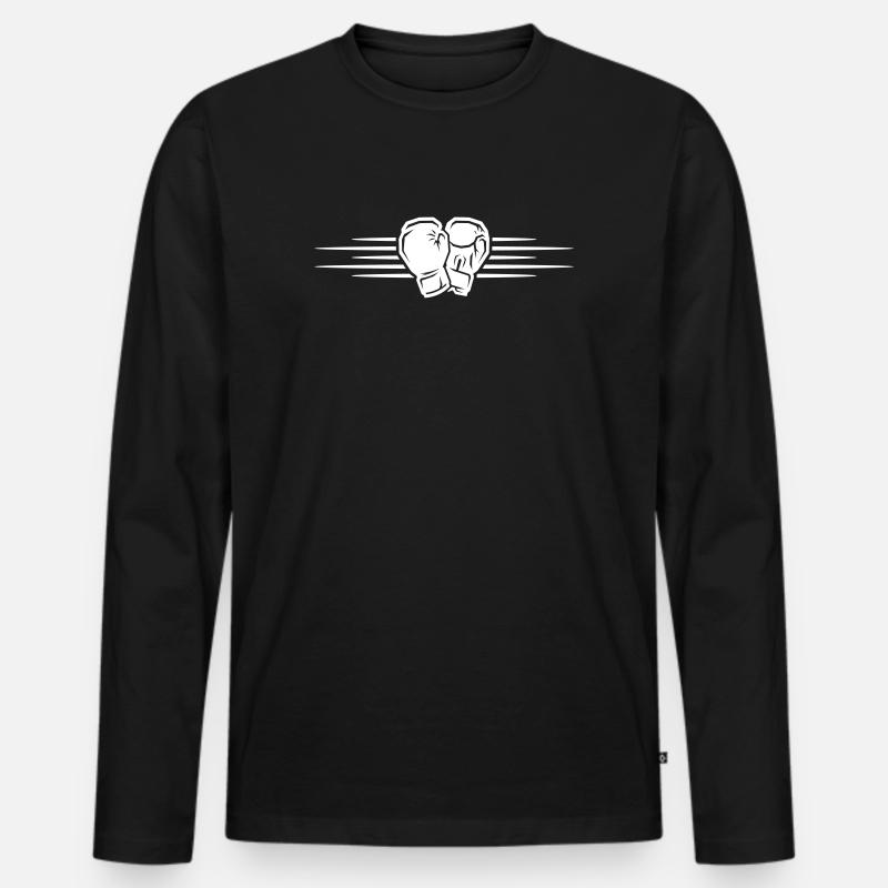 Boxhandschuhe Symbol Logo - Männer Premium Bio Langarmshirt - Schwarz
