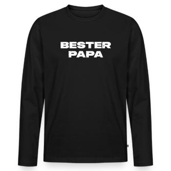 Bester Papa - Männer Premium Bio Langarmshirt - Schwarz - Vorne - Nico (187cm)