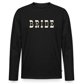 Mariée – Ivoire chaud - T-shirt manches longues Premium bio Homme - noir - Devant - Nico (187cm)