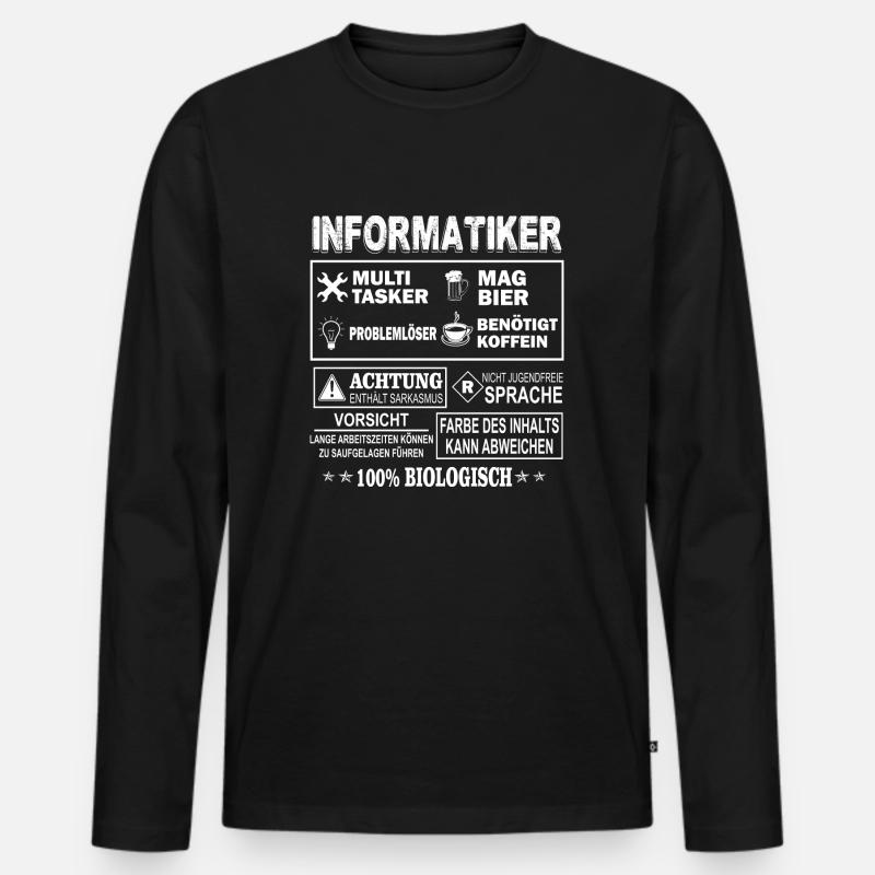 INFORMATIKER Multitasker - Männer Premium Bio Langarmshirt - Schwarz