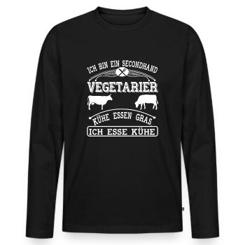Secondhand Vegetarier - Männer Premium Bio Langarmshirt - Schwarz - Vorne - Nico (187cm)