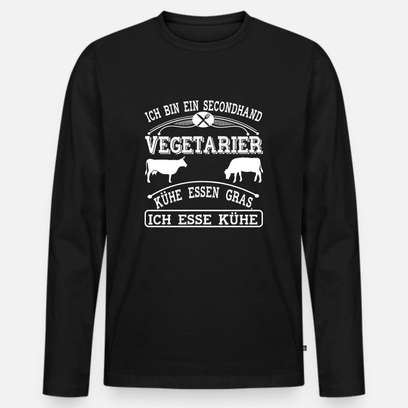 Secondhand Vegetarier - Männer Premium Bio Langarmshirt - Schwarz