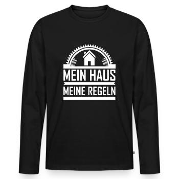 Mein Haus meine Regeln 2 - Männer Premium Bio Langarmshirt - Schwarz - Vorne - Nico (187cm)