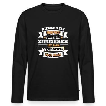Zimmerer - Männer Premium Bio Langarmshirt - Schwarz - Vorne - Nico (187cm)