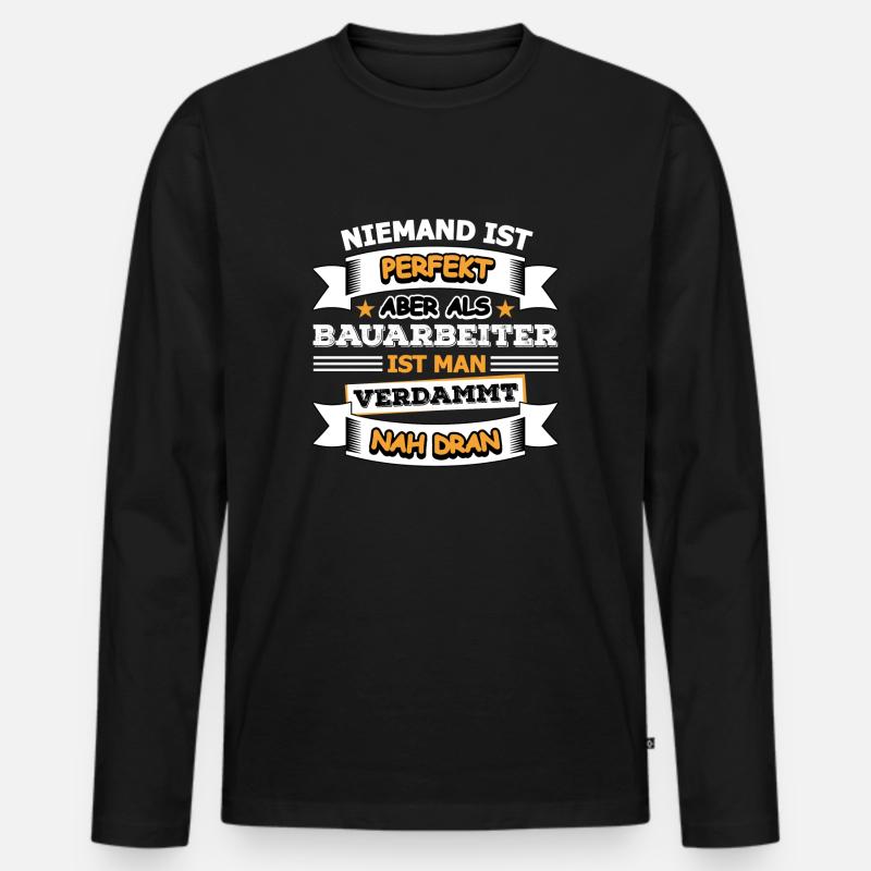 Bauarbeiter - Männer Premium Bio Langarmshirt - Schwarz