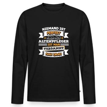 Altenpfleger - Männer Premium Bio Langarmshirt - Schwarz - Vorne - Nico (187cm)