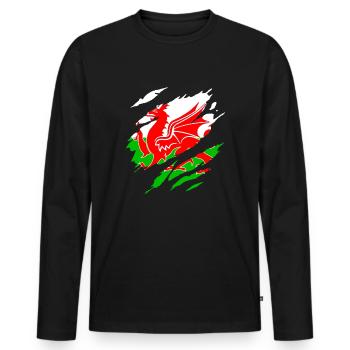 Ripped shirt welsh - Men's Premium Organic Long Sleeve Shirt - black - Front - Nico (187cm)