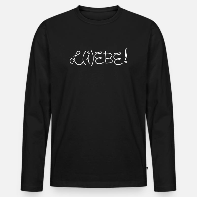 L(i)ebe Liebe Lebe - Männer Premium Bio Langarmshirt - Schwarz