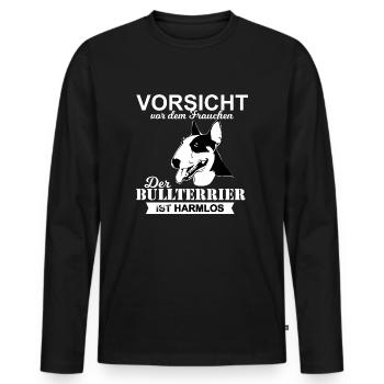 vorsicht vor dem frauchen Bullterrier - Männer Premium Bio Langarmshirt - Schwarz - Vorne - Nico (187cm)
