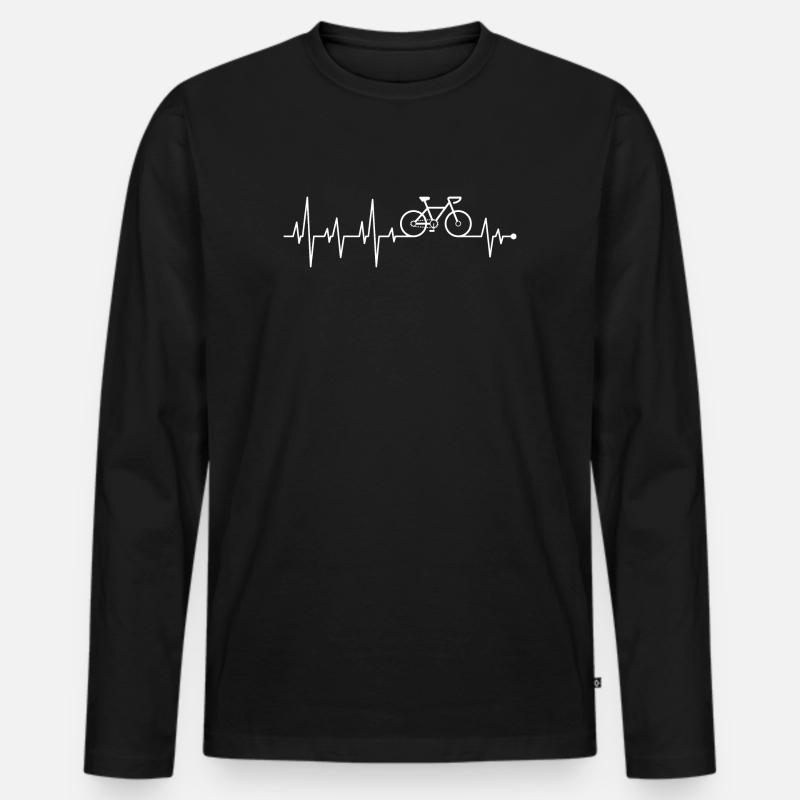 Zyklus-Herzschlag im EKG - Männer Premium Bio Langarmshirt - Schwarz