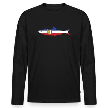 Hering Schleswig Holstein Angeln Ostsee Nordsee - Männer Premium Bio Langarmshirt - Schwarz - Vorne - Nico (187cm)