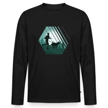 Canicross cross-country avec des sports canins - T-shirt manches longues Premium bio Homme - noir - Devant - Nico (187cm)