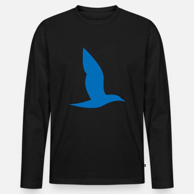 Blauer Vogel - Männer Premium Bio Langarmshirt - Schwarz