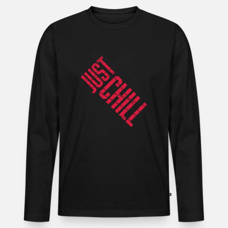 Just Chill Text Logo - Männer Premium Bio Langarmshirt - Schwarz