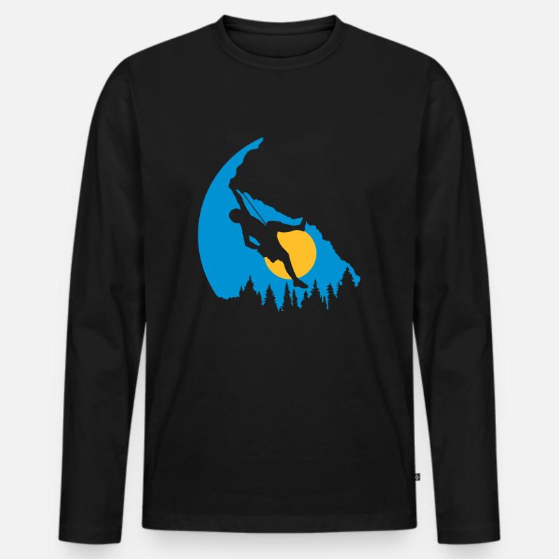 Bäume Sonne Klettern Silhouette - Männer Premium Bio Langarmshirt - Schwarz