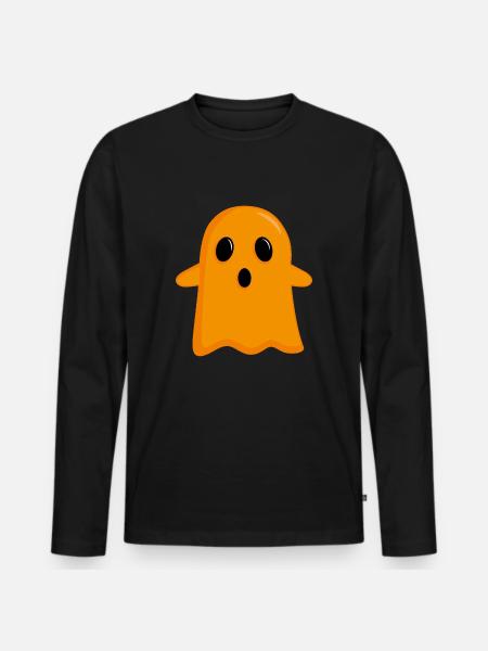 Orange Ghost - Men's Premium Organic Long Sleeve Shirt - black