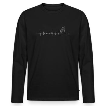 Cerf géométrique sur la ligne ECG - T-shirt manches longues Premium bio Homme - noir - Devant - Nico (187cm)