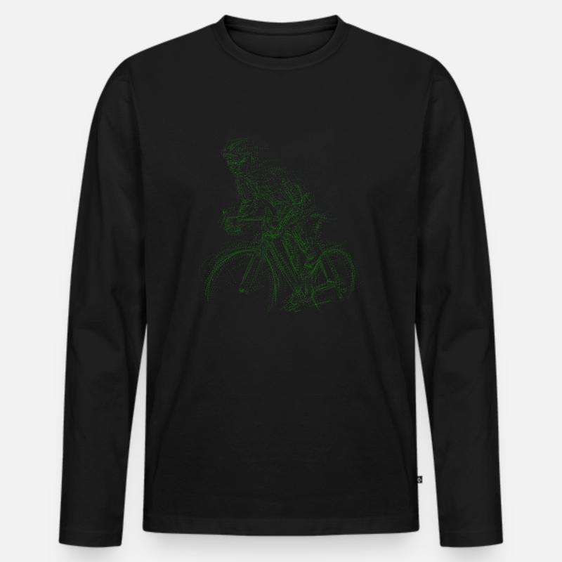 Radfahren Sihouette - Männer Premium Bio Langarmshirt - Schwarz