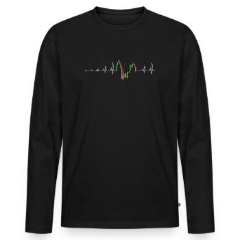 Herzschlag-Chart Neon - Männer Premium Bio Langarmshirt - Schwarz - Vorne - Nico (187cm)