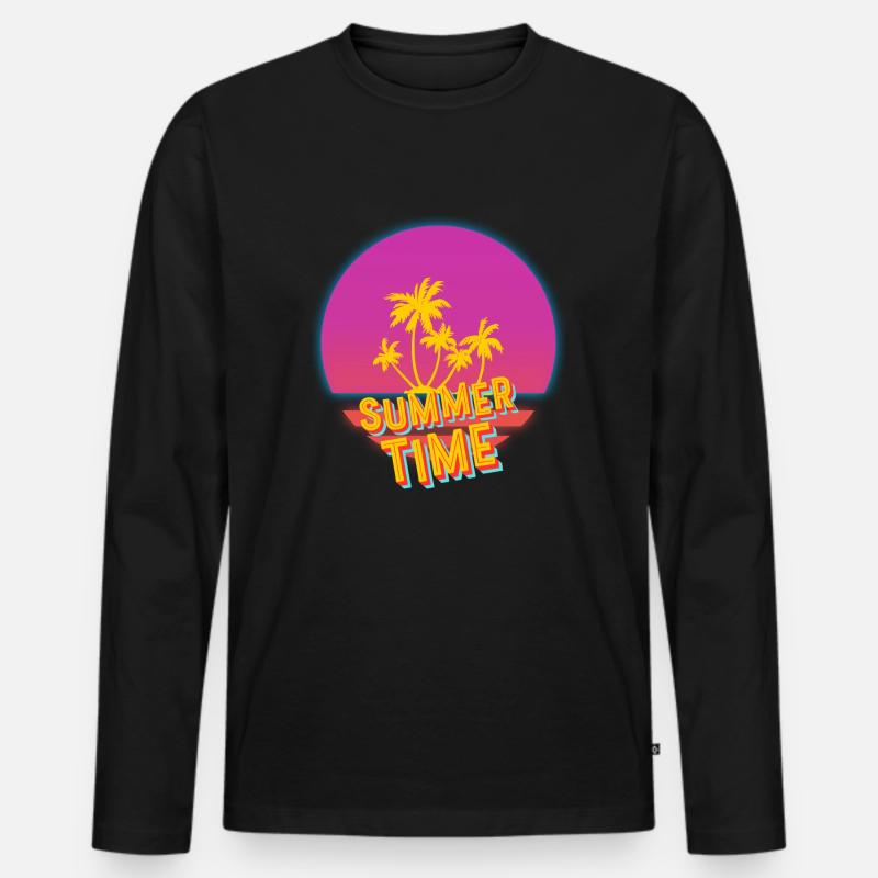 Enter Summer Time - Männer Premium Bio Langarmshirt - Schwarz