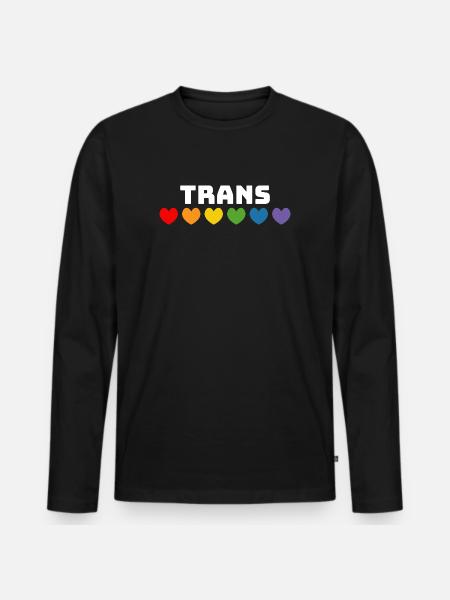 Regenbogenherzchen Trans weiss - Männer Premium Bio Langarmshirt - Schwarz