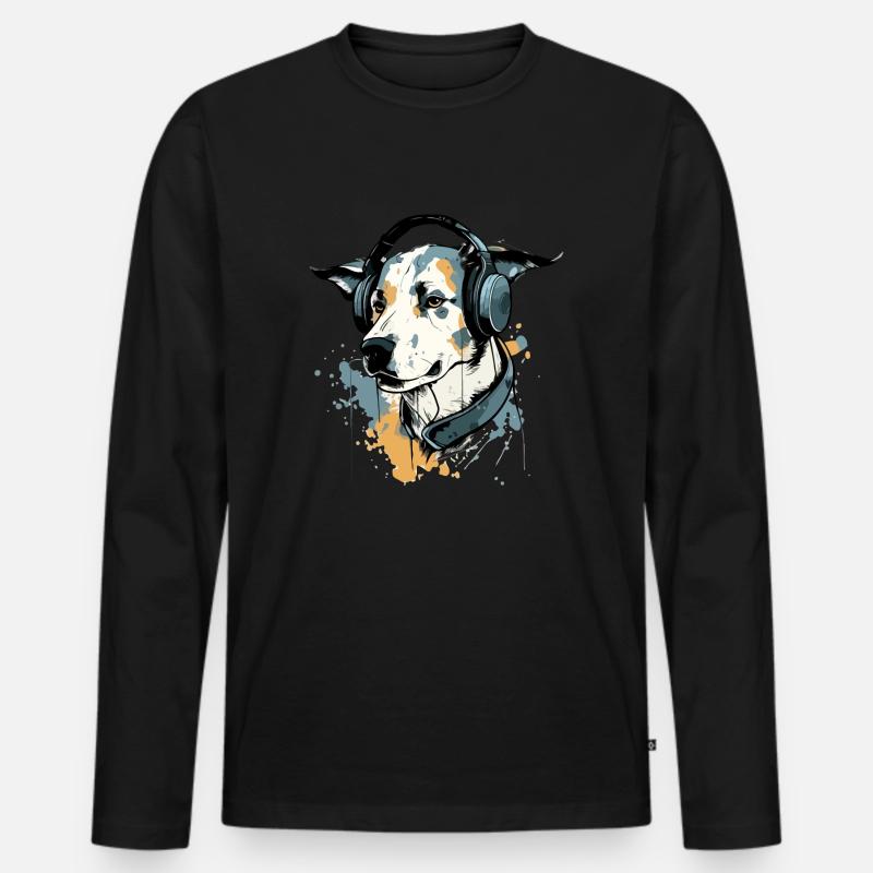 Jay, der audiophile Hund - Männer Premium Bio Langarmshirt - Schwarz