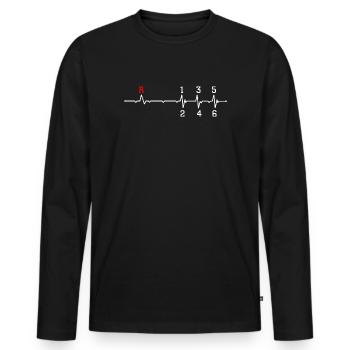 R Heartbeat Rhythm Conception de la ligne ECG - T-shirt manches longues Premium bio Homme - noir - Devant - Nico (187cm)