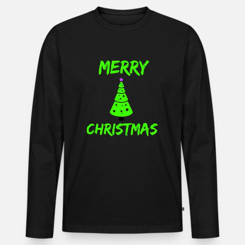 merry christmas - Männer Premium Bio Langarmshirt - Schwarz