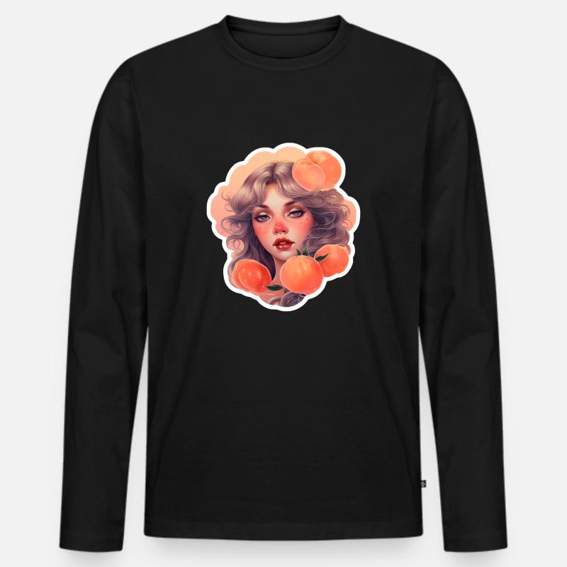 Pfirsichträume - Männer Premium Bio Langarmshirt - Schwarz