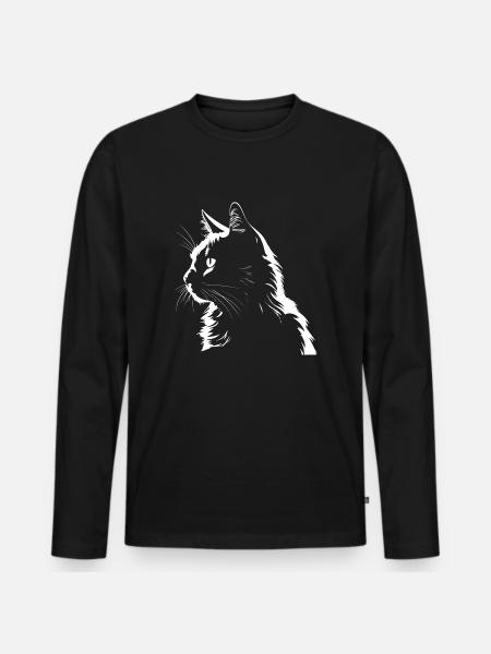 Cat, Cat Motif - Men's Premium Organic Long Sleeve Shirt - black