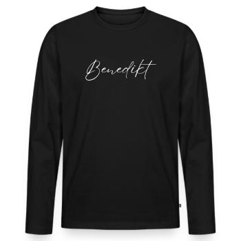 Benedikt Name T-Shirt Geschenk Für Männer - Männer Premium Bio Langarmshirt - Schwarz - Vorne - Nico (187cm)