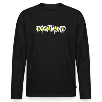 Dortmund - Männer Premium Bio Langarmshirt - Schwarz - Vorne - Nico (187cm)